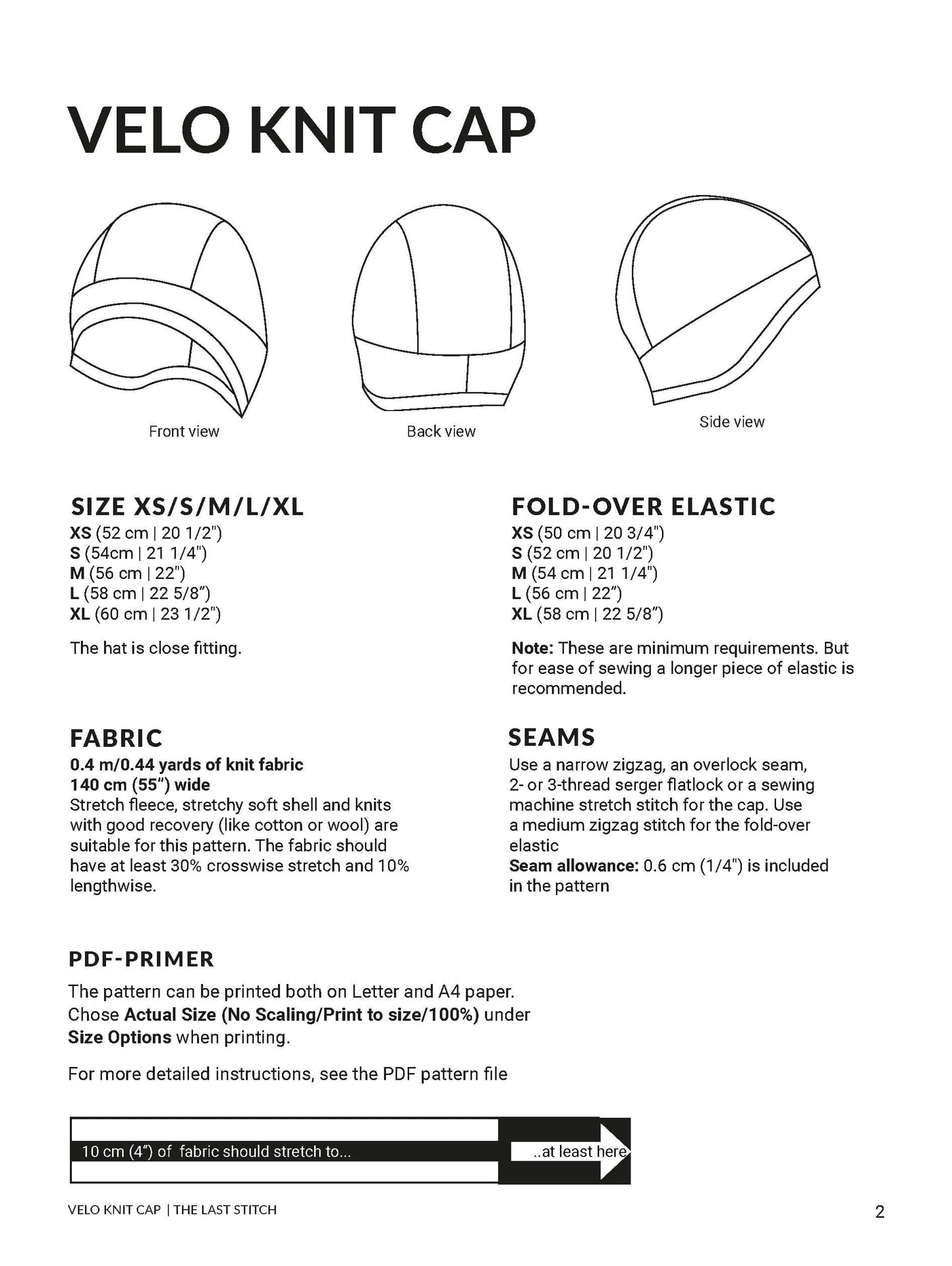 Velo Knit Run Bike Cap – PDF Sewing Pattern