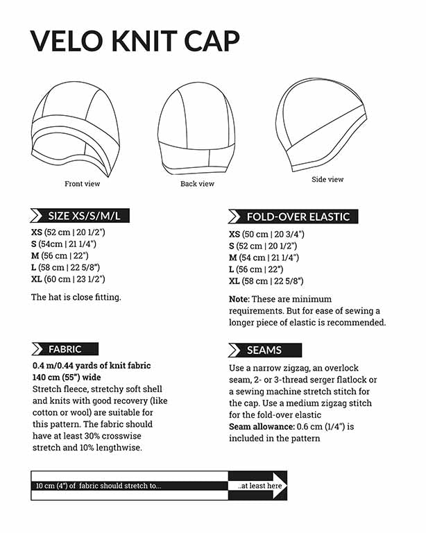 Velo Knit Run Bike Cap – PDF Sewing Pattern