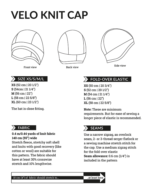 Velo Knit Run Bike Cap – PDF Sewing Pattern