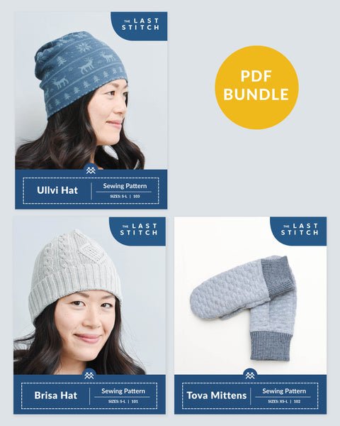 Brisa Beanie, Ullvi Hat + Tova Mittens - PDF Sewing Pattern Bundle
